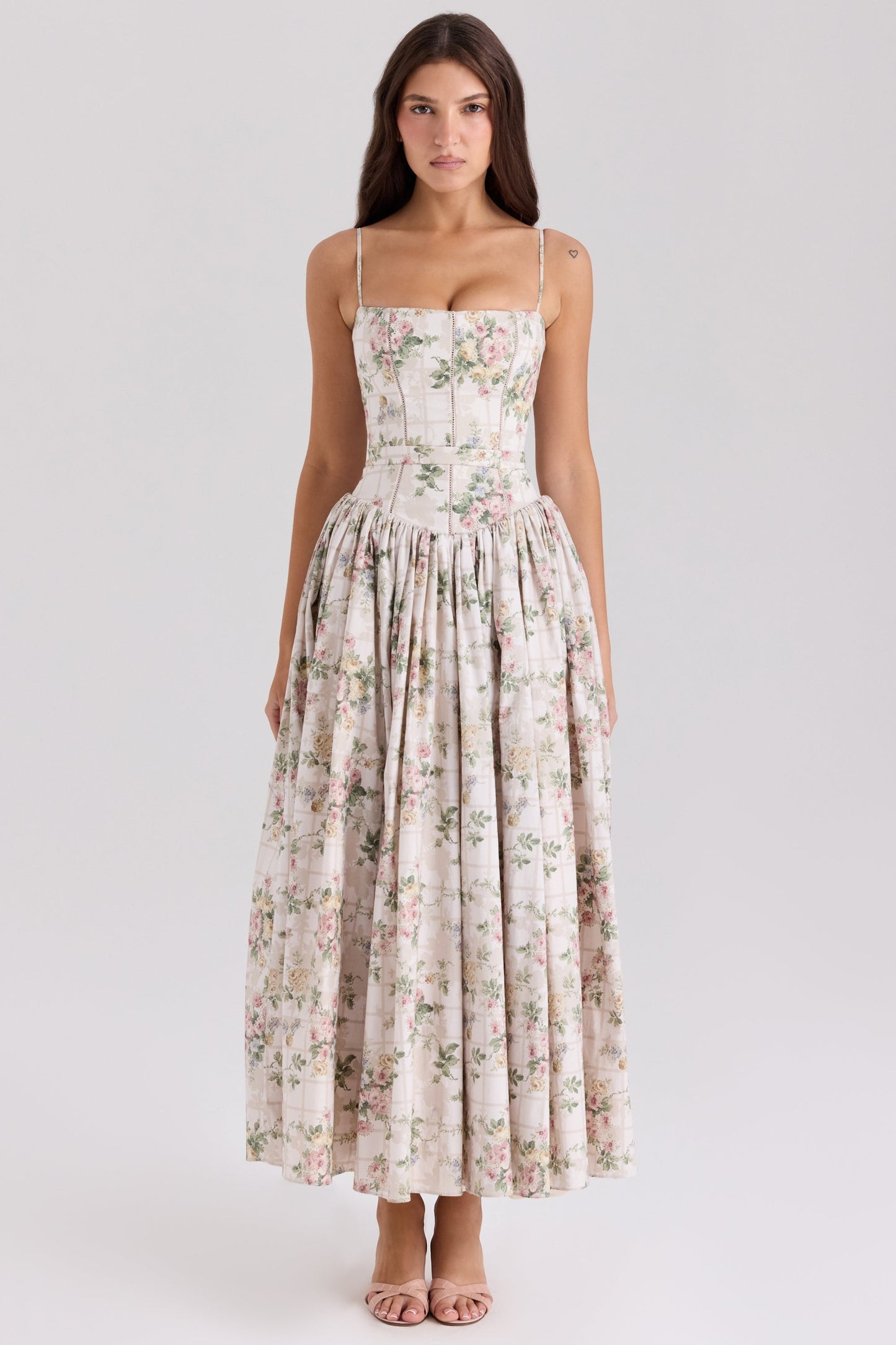 Cream Floral Print Sundress
