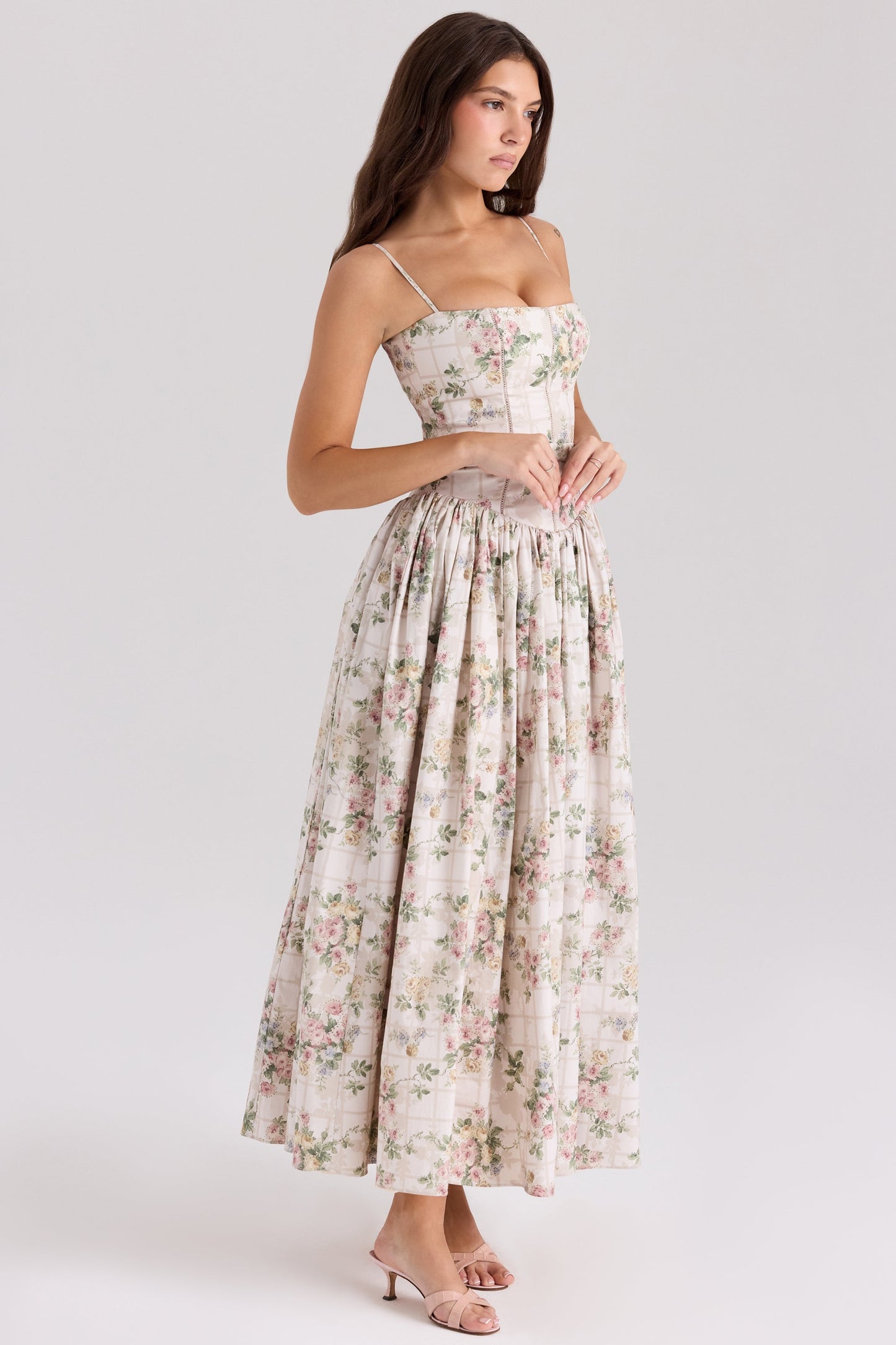 Cream Floral Print Sundress