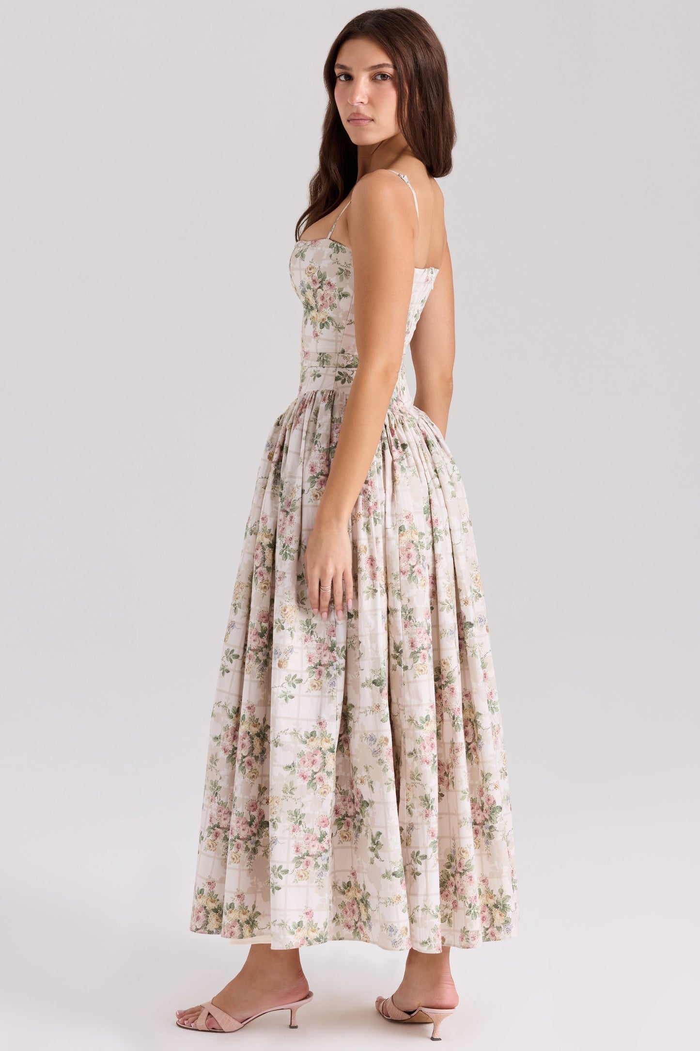 Cream Floral Print Sundress
