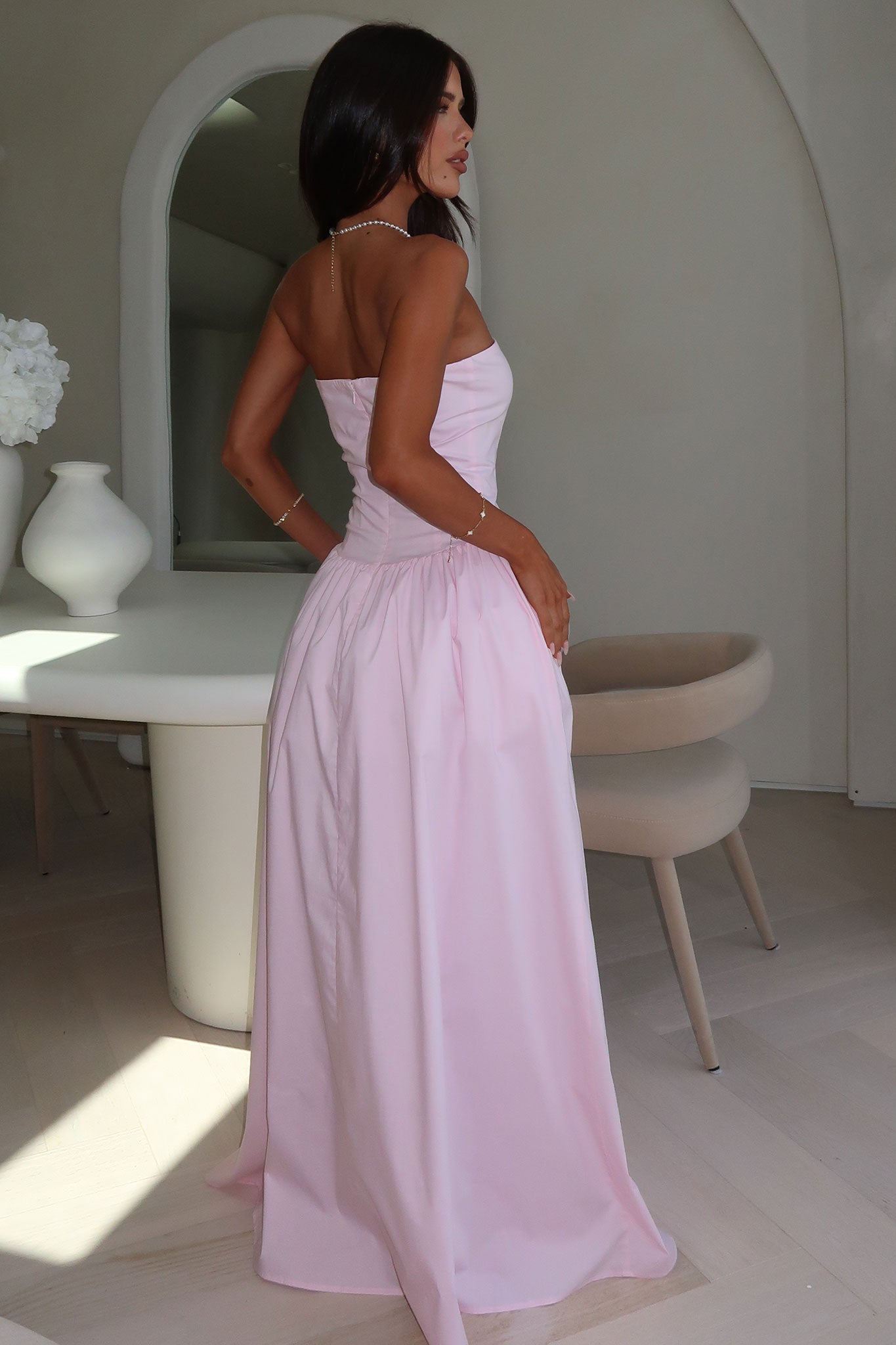 Theresa Strapless Maxi Dress - Baby Pink