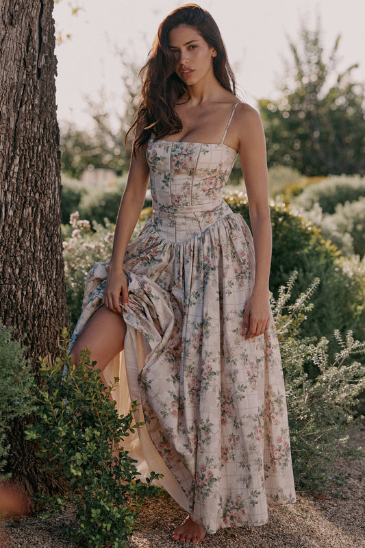 Cream Floral Print Sundress