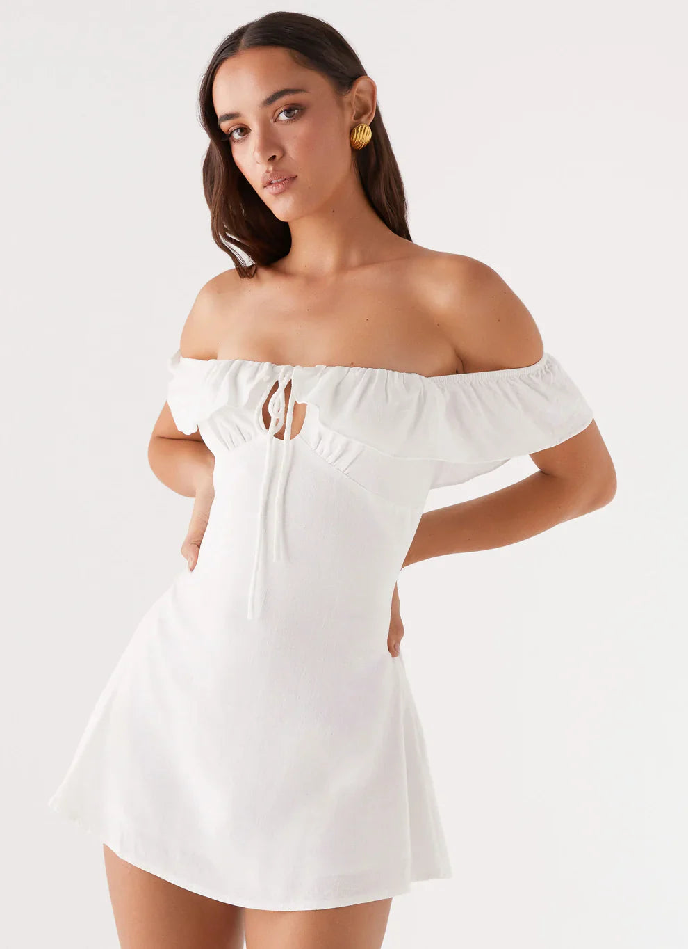 Santorini breeze mini dress – white