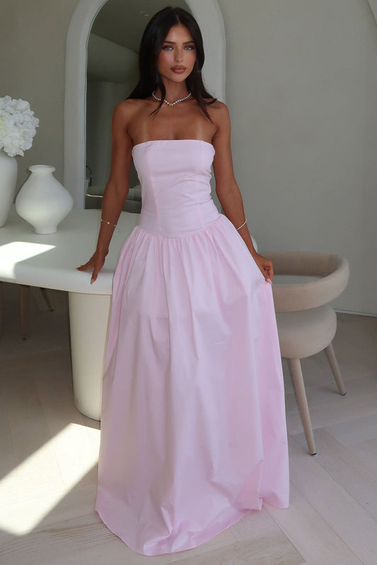Theresa Strapless Maxi Dress - Baby Pink
